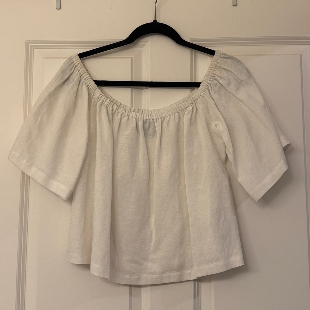Reformation White Off-Shoulder Blouse